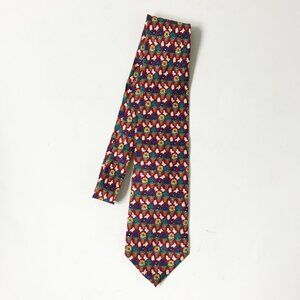 Vintage Kenneth Gordon Mens Potted Multicolor Flower Floral Daisies Silk Tie